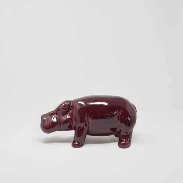 Hippo in ceramica smaltata lucida corallo